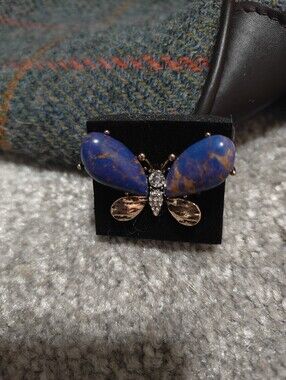 Butterfly Statement Brooch in Blue and Gold